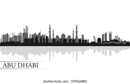 Abu Dhabi city skyline silhouette background, vector illustration 