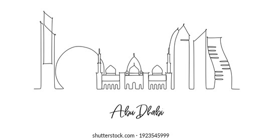Abu Dhabi Landmark skyline    continuous one line drawing