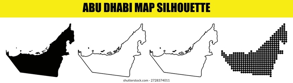 Abu dhabi map illustration set geometric forms and halftone pattern map of emirate middle east arab country graphic asset perfect for web design print or presentations map vector collection