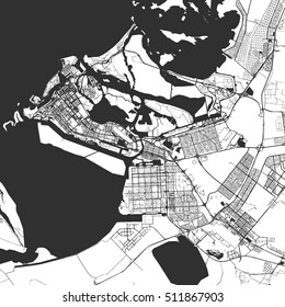 Abu Dhabi Monochrome Map Artprint, Vector Outline Version, ready for color change, Separated On White