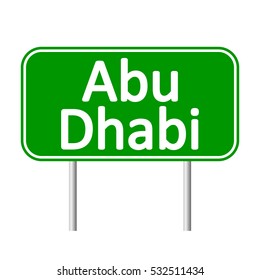 Abu Dhabi road sign isolated on white background.