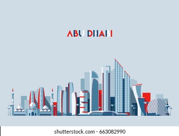 Abu Dhabi skyline, Arab Emirates, vector illustration, flat design