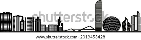 abu dhabi skyline landmark illustration with flag