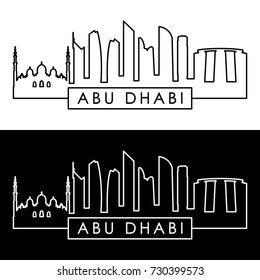 Abu Dhabi skyline. Linear style. Editable vector file.