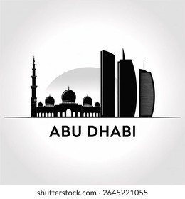 Silhueta do horizonte de Abu Dhabi — Ilustração moderna do vetor da capital do golfo
