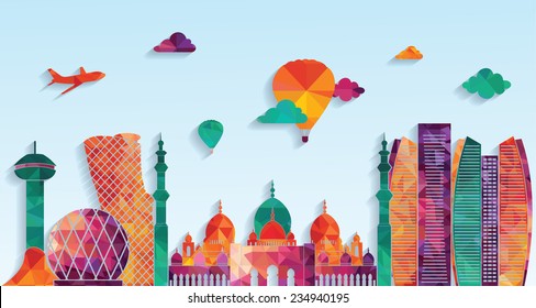 El horizonte de Abu Dhabi. ilustración vectorial