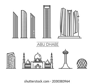 Abu Dhabi Travel Landmark Of Historical Building Thin Line Icon