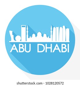 Abu Dhabi United Arab Emirates Flat Icon Skyline Silhouette Design City Vector Art.