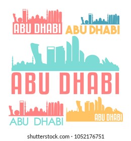 Abu Dhabi United Arab Emirates Flat Icon Skyline Vector Silhouette Design Set