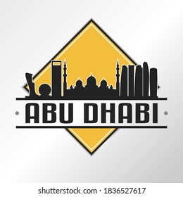 Abu Dhabi - United Arab Emirates Skyline Logo. Adventure Landscape Design Vector Illustration.