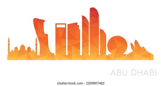 Abu Dhabi    United Arab Emirates Low Poly Skyline Clip Art City Design  Geometric Polygon Graphic Horizon Icon  Vector Illustration Symbol 