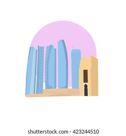 Abu Dhabi vector icon sign. United arab emirates capital monument. World famous landmark. Vector flat style design. Website, application button. Postcard, Postage Stamp, card