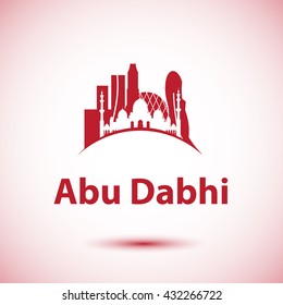 Abu Dhabi vector skyline. Greatest landmarks as symbol of UAE. Logo for travel identity.