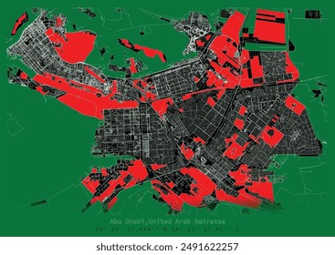Abu Dhabi,United Arab Emirates,city centre,accurate map,Urban detail Streets Roads color Map,editable vector element template image for marketing ,product ,wall art 
