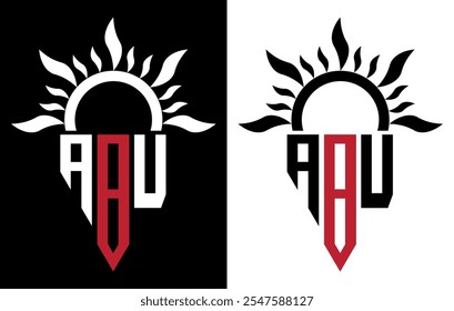 Diseño de logotipo de letra ABU. Letras iniciales icono del logotipo de ABU. Plantilla de diseño de logotipo de Vector mínimo de letra Abstractas ABU.