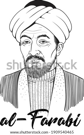 Abu Nasr al-Farabi was a renowned philosopher. He was also scientist, cosmologist, mathematician and music scholar. Vector