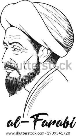 Abu Nasr al-Farabi was a renowned philosopher. He was also scientist, cosmologist, mathematician and music scholar. Vector