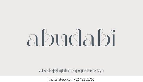 abudabi. Luxury beauty font alphabet logo. Typography beautiful fashion elegant classic letters serif italic fonts wedding vintage retro modern logos. vector illustration
