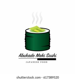 abukado maki sushi japanese food icon with text space for your slogan / tagline, vector illustration