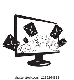 Abundance of emails on the internet. Vector illustration.