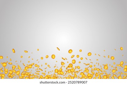 Abundance Gold Confetti Vector Gray Background. Golden Cash Monetary Cover. Shiny Dollar Template. Casino Jackpot Card.