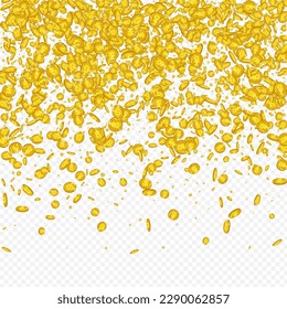 Abundance Metal Finance Vector Transparent Background. Golden Jackpot Scatter Magazine. Gold Dollar Banner. Falling Coin Card.