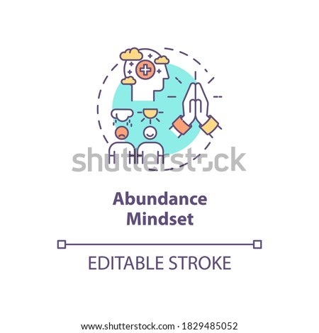 Abundance mindset concept icon. Biohacking tips, psychosomatics idea thin line illustration. Positive psychology, optimistic attitude. Vector isolated outline RGB color drawing. Editable stroke