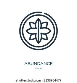 Abundance Thin Line Icon. Cash, Wealth Linear Icons From Zodiac Concept Isolated Outline Sign. Vector Illustration Symbol Element For Web Design And Apps.