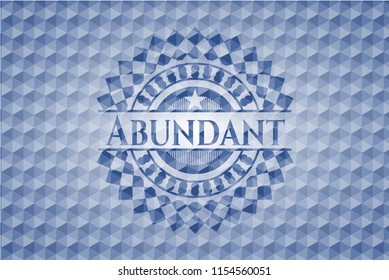 Abundant blue emblem with geometric pattern.