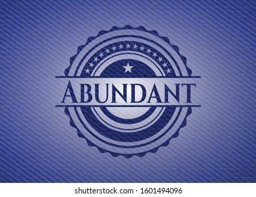 Abundant emblem with denim texture. Vector Illustration. Detailed.