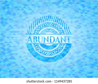 Abundant light blue emblem with triangle mosaic background