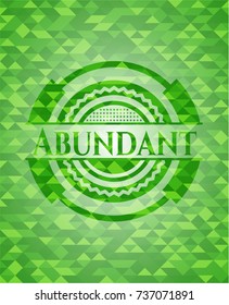 Abundant realistic green emblem. Mosaic background