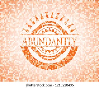 Abundantly orange mosaic emblem with background