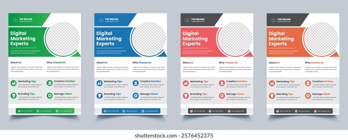 abundle of 4 templates, abstract business flyer, vector template design in A4 size.perfect for creative professional business. brochure, cover, poster, annual report, flyer