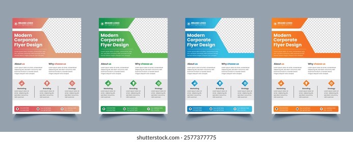 abundle of 4 templates, abstract business flyer, vector template design in A4 size.perfect for creative professional business. brochure, cover, poster, annual report, flye