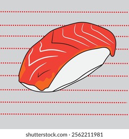 Aburi Salmon Belly sushi flat style vector illustration