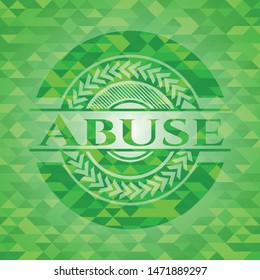 Abuse green emblem with mosaic background. Vector Illustration. Detailed.