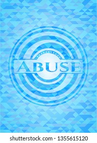 Abuse light blue emblem with triangle mosaic background