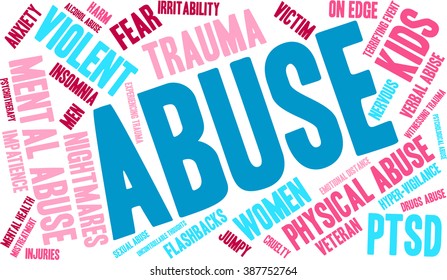 Abuse word cloud on a white background. 