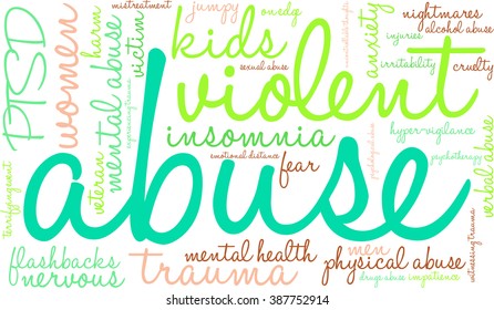 Abuse word cloud on a white background. 