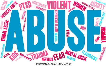 Abuse word cloud on a white background. 