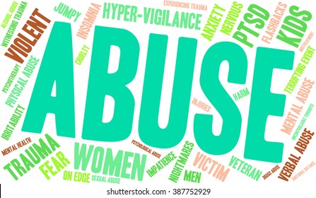 Abuse word cloud on a white background. 