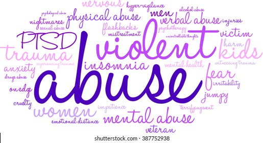 Abuse word cloud on a white background. 