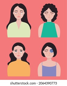 abused women icon set design
