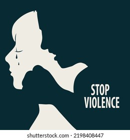 Abusive Angry Man And Crying Woman. Stop Domestic Violence