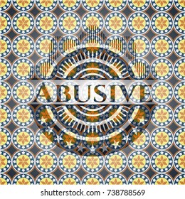 Abusive arabic badge background. Arabesque decoration.