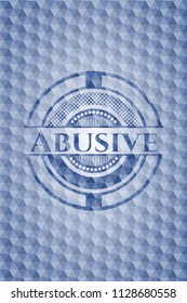 Abusive blue emblem with geometric pattern.