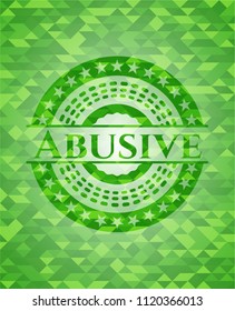 Abusive green emblem with mosaic background