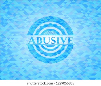 Abusive light blue emblem with mosaic background