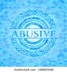 Abusive light blue emblem with mosaic background